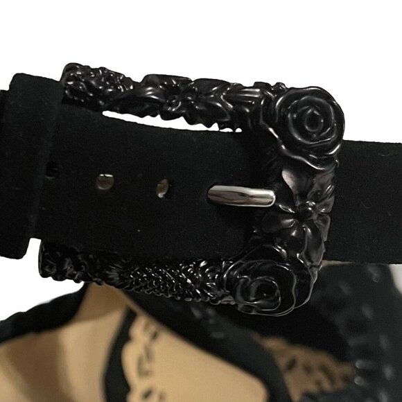 Marchesa Womens Heels Size 39 Suede Leather Criss Cross Whipstitch Trim Straps - Picture 8 of 11